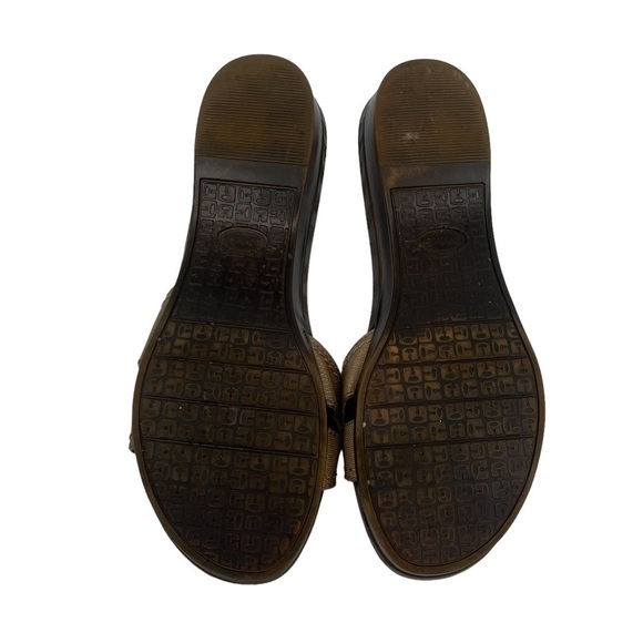 Dr Scholl's Brown Classic Slip On Faux Wood Grain Heeled Sandals Size 9 Women's - Picture 8 of 8